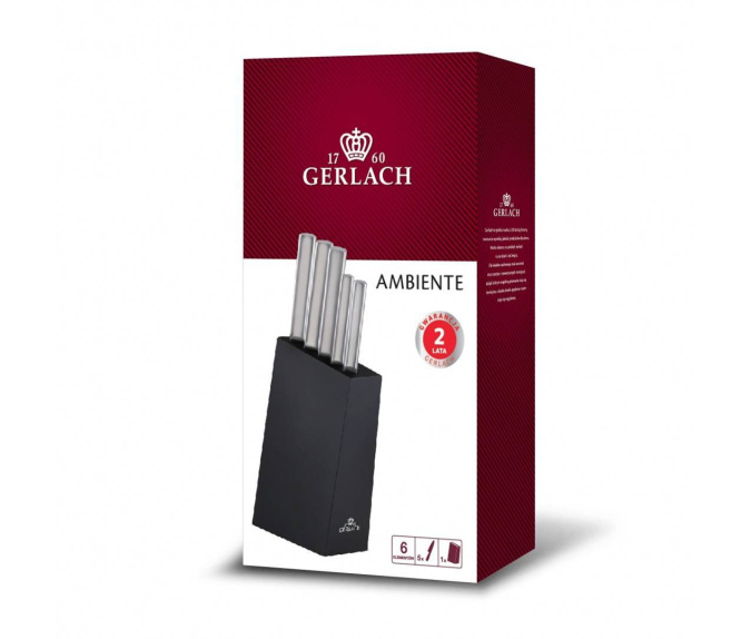 Zestaw noży w bloku Gerlach AMBIENTE SILVER - solpol, sklep sony łódź