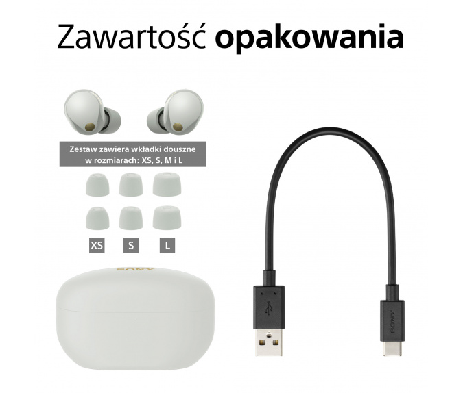 Słuchawki Bezprzewodowe SONY | WF-1000XM5S Srebrne