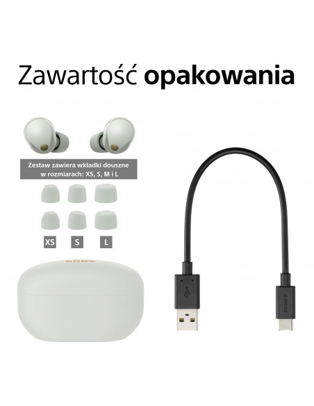 Słuchawki Bezprzewodowe SONY | WF-1000XM5S Srebrne