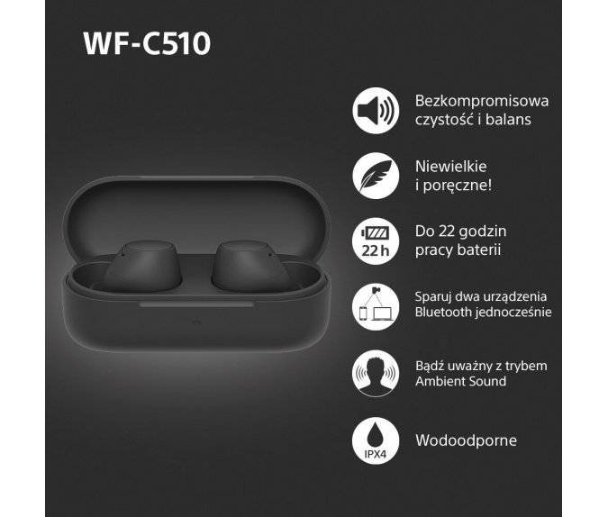 Słuchawki bezprzewodowe SONY | WF-C510B Czarne