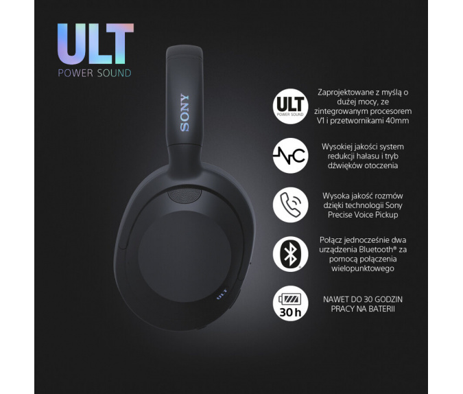 OUTLET: Słuchawki bezprzewodowe SONY | WH-ULT900NB Czarne