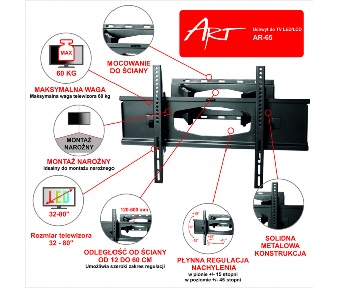 Uchwyt do TV ART 32" - 80" | AR-65