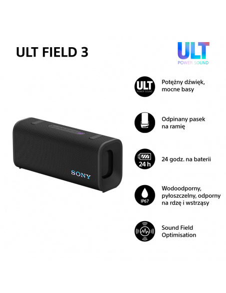 Głośnik bluetooth SONY ULT FIELD 3 | SRS-ULT30B Czarny