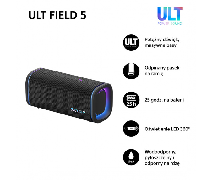 Głośnik bluetooth SONY ULT FIELD 5 | SRS-ULT50B Czarny