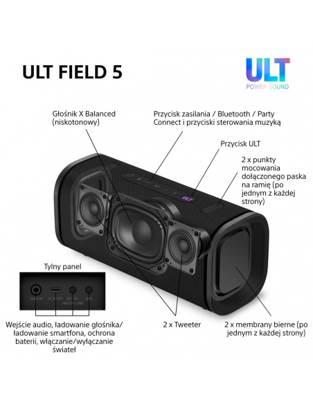 Głośnik bluetooth SONY ULT FIELD 5 | SRS-ULT50W Biały