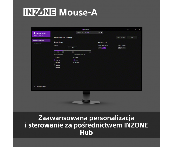 Bezprzewodowa myszka gamingowa INZONE Mouse-A | MSEG500B