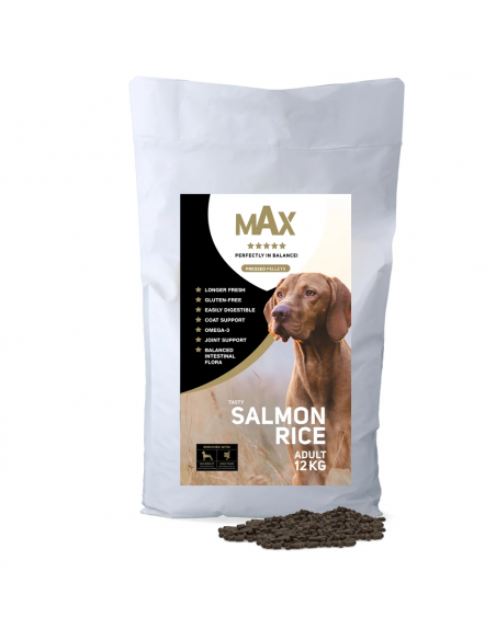 Karma prasowana z łososiem i ryżem dla dorosłych psów Max Adult 12 kg