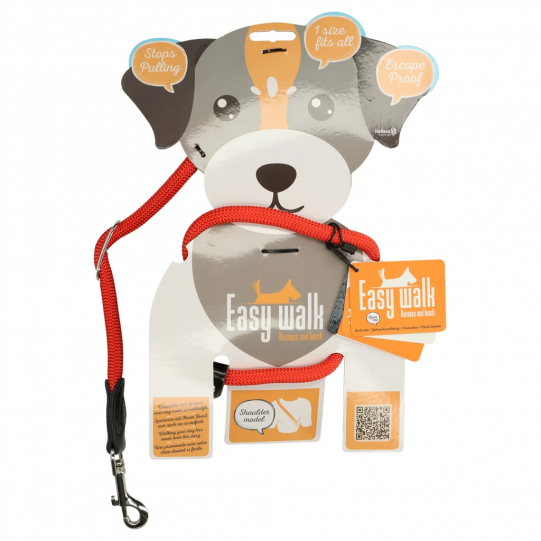 Smycz i szelki 2-w-1 dla psów Easy Walk Shoulder Model Red