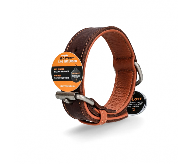 Obroża skórzana Spotted! Pro z cyfrowym nadajnikiem